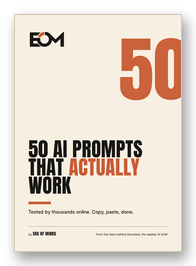 Cover of the free PDF: 50 AI Prompts That Actually Work